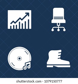 Premium set of fill vector icons. Such as trend, foot, armchair, room, white, fashion, style, seat, note, microphone, clothing, sofa, rise, furniture, progress, home, concept, album, music, chair, up