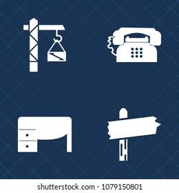 Premium set of fill vector icons. Such as space, technology, workplace, drill, way, road, solution, white, office, choice, screwdriver, communication, business, arrow, saw, call, collection, notebook