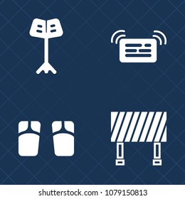 Premium set of fill vector icons. Such as shoe, background, traffic, vacation, foot, silhouette, internet, pair, street, orchestra, message, communication, information, beach, highway, warning, sandal