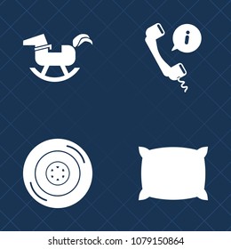 Premium set of fill vector icons. Such as transportation, pillow, vehicle, technology, transport, tire, duck, headset, teddy, wheel, baby, speed, fabric, white, home, ball, center, bed, sleep, car