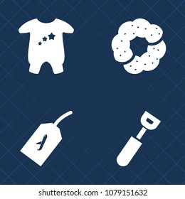 Premium set of fill vector icons. Such as cafe, infant, girl, restaurant, child, airplane, doughnut, breakfast, baby, fly, flight, cotton, sweet, cookie, cooking, food, dessert, cute, garment, small