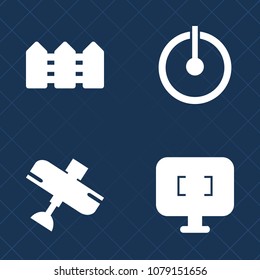 Premium set of fill vector icons. Such as start, internet, electric, architecture, computer, technology, garden, switch, graphic, airplane, transport, screen, energy, digital, off, airliner, object