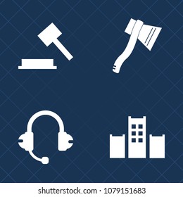 Premium set of fill vector icons. Such as radio, bath, gavel, justice, vacation, audio, service, room, equipment, judgment, speaker, bed, luggage, hotel, legal, wood, axe, court, verdict, graphic, law