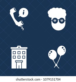 Premium set of fill vector icons. Such as estate, young, telephone, architecture, modern, business, air, contact, building, home, technology, hipster, balloon, art, retro, house, sign, center, style