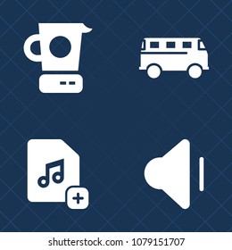 Premium set of fill vector icons. Such as cook, file, up, highway, street, car, vehicle, sign, cooking, player, loud, kitchen, food, paper, speed, add, traffic, city, computer, motion, sound, road