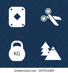 Premium set of fill vector icons. Such as poker, tree, strength, win, gamble, fitness, silhouette, growth, pine, wood, game, card, web, plant, vegas, nature, paper, forest, play, heavy, scissors, cut