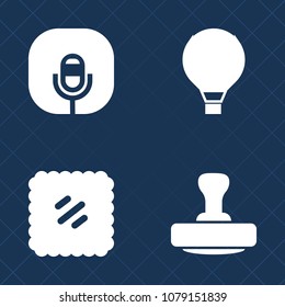 Premium set of fill vector icons. Such as mic, post, record, voice, parachute, old, skydiving, jumper, sound, studio, air, radio, jump, high, skydive, parachuting, postcard, audio, sign, microphone