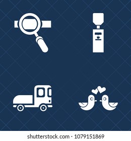 Premium set of fill vector icons. Such as water, transportation, technology, information, object, love, development, laptop, marketing, drink, freight, shipping, purified, healthy, dove, research, seo