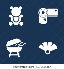 Premium set of fill vector icons. Such as meat, japanese, grill, bbq, toy, white, cook, grilling, technology, paper, brown, food, grilled, charcoal, fluffy, film, fan, object, bear, picture, cooking
