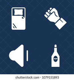 Premium set of fill vector icons. Such as white, business, alcohol, player, computer, red, wine, up, concept, finger, human, celebration, teamwork, travel, audio, drink, wineglass, hand, sound, sign