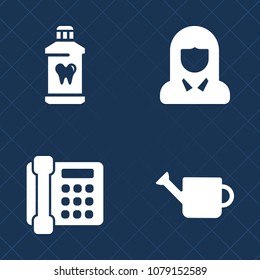 Premium set of fill vector icons. Such as mobile, internet, face, gardening, tool, mouth, tooth, hygiene, telephone, toothpaste, white, health, dental, portrait, female, beautiful, phone, woman, young