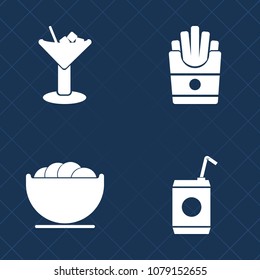 Premium set of fill vector icons. Such as soda, plate, summer, french, lemon, tableware, cold, soft, party, orange, empty, beverage, drink, sweet, cooked, round, ice, dinner, potato, cola, dish, juice