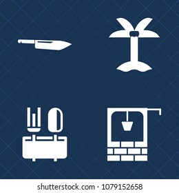 Premium set of fill vector icons. Such as eat, meal, antique, traditional, spoon, plant, summer, bucket, chef, tropical, well, natural, travel, cafe, vintage, menu, restaurant, lunch, branch, wooden