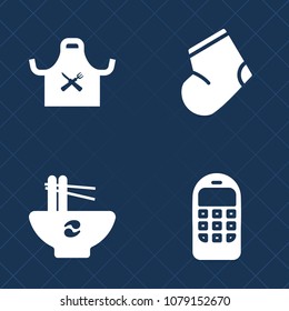 Premium set of fill vector icons. Such as socks, kitchen, asian, restaurant, wireless, gray socks, sign, telephone, meal, a lot of socks, tasty, head, autumn, cook, sock, white, lunch, food, mobile