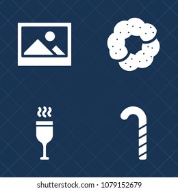 Premium set of fill vector icons. Such as drink, cake, striped, object, lolly, picture, background, lollipop, glass, retro, border, celebration, wineglass, cafe, frame, ornate, candy, restaurant, pour