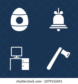 Premium set of fill vector icons. Such as building, color, tool, call, job, spring, hammer, screwdriver, ring, signal, repair, decorative, egg, celebration, season, pliers, easter, tradition, desk