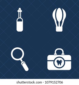 Premium set of fill vector icons. Such as search, science, dental, fly, sky, find, hygiene, technology, paste, air, flight, internet, view, lab, clean, hot, retro, graphic, toothpaste, balloon, travel