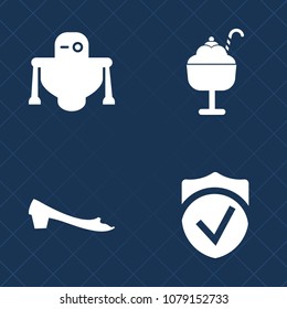 Premium set of fill vector icons. Such as fashion, technology, mechanical, secure, cyborg, food, computer, ice-cream, check, summer, robot, futuristic, sign, digital, artificial, 3d, silhouette, ice