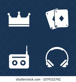 Premium set of fill vector icons. Such as radio, communication, casino, queen, audio, win, retro, music, news, microphone, game, digital, broadcast, element, player, ear, luxury, gambling, king, media
