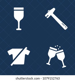 Premium set of fill vector icons. Such as work, bottle, apparel, tool, metal, pour, sign, repair, textile, taste, tee, spanner, closeup, industry, gourmet, hammer, drink, old, hardware, clothing, wine