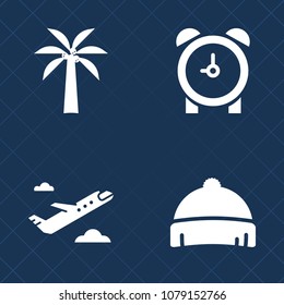 Premium set of fill vector icons. Such as airport, air, jet, retro, watch, head, sky, bell, clothing, business, time, airplane, headwear, plane, baseball, circle, alarm, fashion, number, aircraft, cap