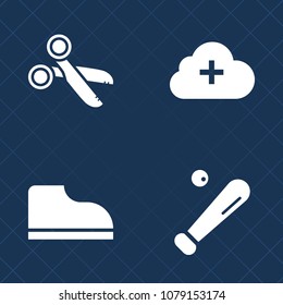 Premium set of fill vector icons. Such as communication, background, black, web, scissors, internet, data, tool, download, green, foot, computer, field, fashion, paper, footwear, connection, baseball