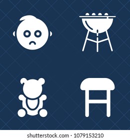 Premium set of fill vector icons. Such as little, food, cook, brown, face, baby, cry, comfort, grilling, animal, child, infant, chair, fire, modern, fluffy, kid, boy, expression, fur, cute, single