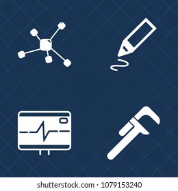 Premium set of fill vector icons. Such as pulse, heartbeat, renovation, drawing, construction, atom, handyman, medical, school, molecule, business, heart, life, pen, research, house, industrial, home