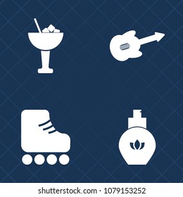 Premium set of fill vector icons. Such as musician, party, fruit, aroma, activity, sound, drink, product, cocktail, skating, leisure, liquid, ice, roller, music, guitar, beverage, sport, string, lime