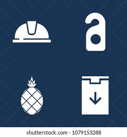 Premium set of fill vector icons. Such as warning, hard, closed, safety, industry, green, privacy, diet, service, sign, fruit, sweet, white, protection, summer, button, exotic, download, label, hotel