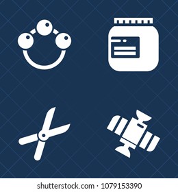 Premium set of fill vector icons. Such as shears, container, white, shake, childhood, child, jam, garden, station, technology, object, shuttle, spring, baby, pruning, sharp, scissors, space, toy, play