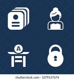 Premium set of fill vector icons. Such as japanese, marriage, lock, culture, safety, bride, name, beautiful, card, business, woman, drum, taiko, married, groom, wedding, dress, happy, sign, musical