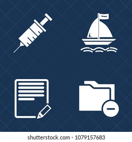Premium set of fill vector icons. Such as drill, medicine, storage, water, wind, equipment, paper, sea, business, data, sign, document, medical, writer, surfing, check, dentist, clinic, file, archive