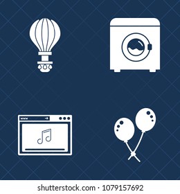 Premium set of fill vector icons. Such as household, parachute, single, detergent, party, landing, sky, appliance, jumper, parachuting, machine, skydiving, jump, fly, high, happy, technology, birthday