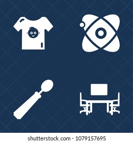 Premium set of fill vector icons. Such as science, work, baby, notebook, nature, infant, fashion, newborn, cotton, star, dinner, galaxy, sky, office, garment, table, kitchen, boy, space, white, food
