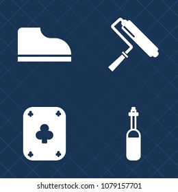 Premium set of fill vector icons. Such as renovation, medical, play, white, paintbrush, sport, silhouette, roller, foot, dental, technology, brush, casino, shoe, color, health, home, card, tool, wall