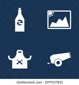 Premium set of fill vector icons. Such as water, retro, silhouette, alcohol, shape, weapon, blank, liquid, white, old, kitchen, empty, photography, album, paper, label, sign, photo, soda, container