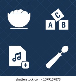Premium set of fill vector icons. Such as music, container, kitchen, plate, education, paper, alphabet, text, internet, object, lunch, utensil, document, spoon, restaurant, computer, white, reading
