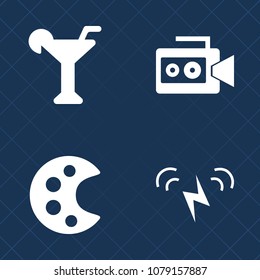 Premium set of fill vector icons. Such as lens, professional, video, object, bar, glass, drawing, movie, paint, paintbrush, liquor, painter, brush, cocktail, artist, environment, black, modern, handle