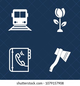 Premium set of fill vector icons. Such as nature, travel, web, tool, business, blade, graphic, bloom, subway, phone, pink, handle, transportation, railroad, address, wedding, speed, internet, work