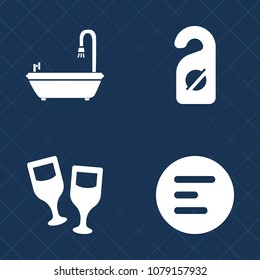 Premium set of fill vector icons. Such as motel, ui, red, warning, service, hygiene, app, shower, application, interface, do, pour, door, bottle, liquid, wineglass, privacy, navigation, drink, menu