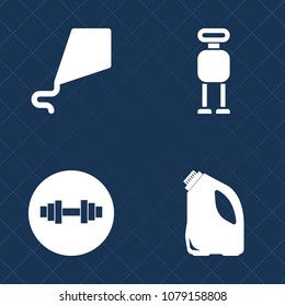 Premium set of fill vector icons. Such as intelligence, toy, robotic, health, mechanical, kite, barbell, fly, training, machine, container, lifestyle, child, gym, computer, sky, kid, garbage, robot