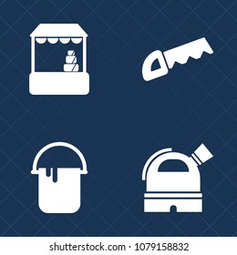 Premium set of fill vector icons. Such as grocery, market, industry, business, commerce, man, carpentry, fresh, color, tool, blade, cut, work, worker, shop, observatory, paint, supermarket, customer