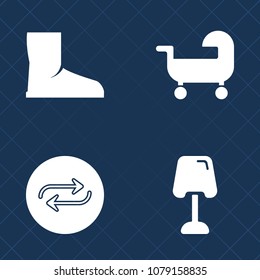 Premium set of fill vector icons. Such as electric, sign, baby, table, carriage, shape, wear, furniture, safety, foot, family, substitute, kid, fashion, change, decoration, person, white, background
