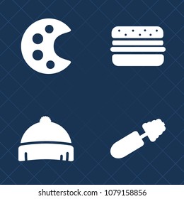 Premium set of fill vector icons. Such as fashion, beauty, style, food, lash, paintbrush, mascara, brush, head, lunch, hat, baseball, visor, clothing, cosmetic, white, meal, hamburger, painter, artist