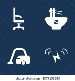Premium set of fill vector icons. Such as healthy, equipment, cuisine, armchair, asian, vacuum, clean, chair, floor, wind, pasta, seat, energy, noodle, style, cleaner, comfortable, hot, sun, lunch