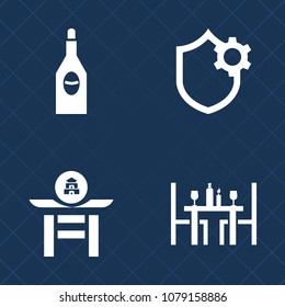 Premium set of fill vector icons. Such as festival, white, glass, drum, wineglass, pour, culture, beverage, business, art, settings, drink, internet, restaurant, phone, percussion, celebration, wine