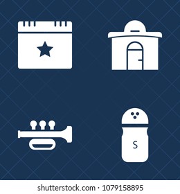 Premium set of fill vector icons. Such as architecture, holiday, pepper, modern, classical, concert, spice, building, kitchen, salt, house, sound, award, rent, jazz, real, abstract, star, estate, sign