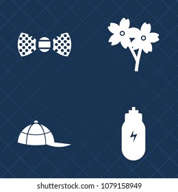 Premium set of fill vector icons. Such as men, wear, white, blank, hat, fashion, uniform, elegant, cap, accessory, eating, branch, concept, flower, clothing, tie, blossom, decoration, beautiful, head