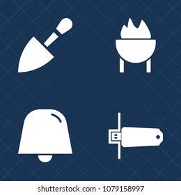 Premium set of fill vector icons. Such as sausage, tool, food, simple, hammer, wrench, digital, fire, flash, construction, internet, computer, bell, steak, sign, button, barbecue, grill, chip, storage